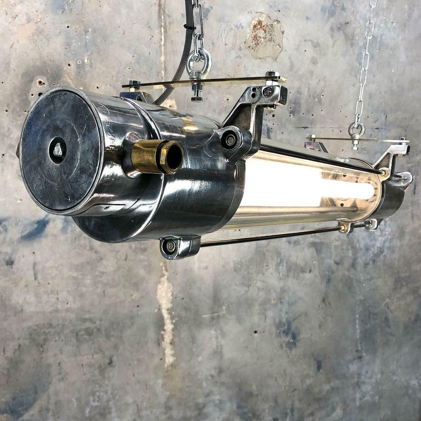 1970s German Industrial Cast Aluminium And Glass T8 Explosion Proof Striplight photo Lighting