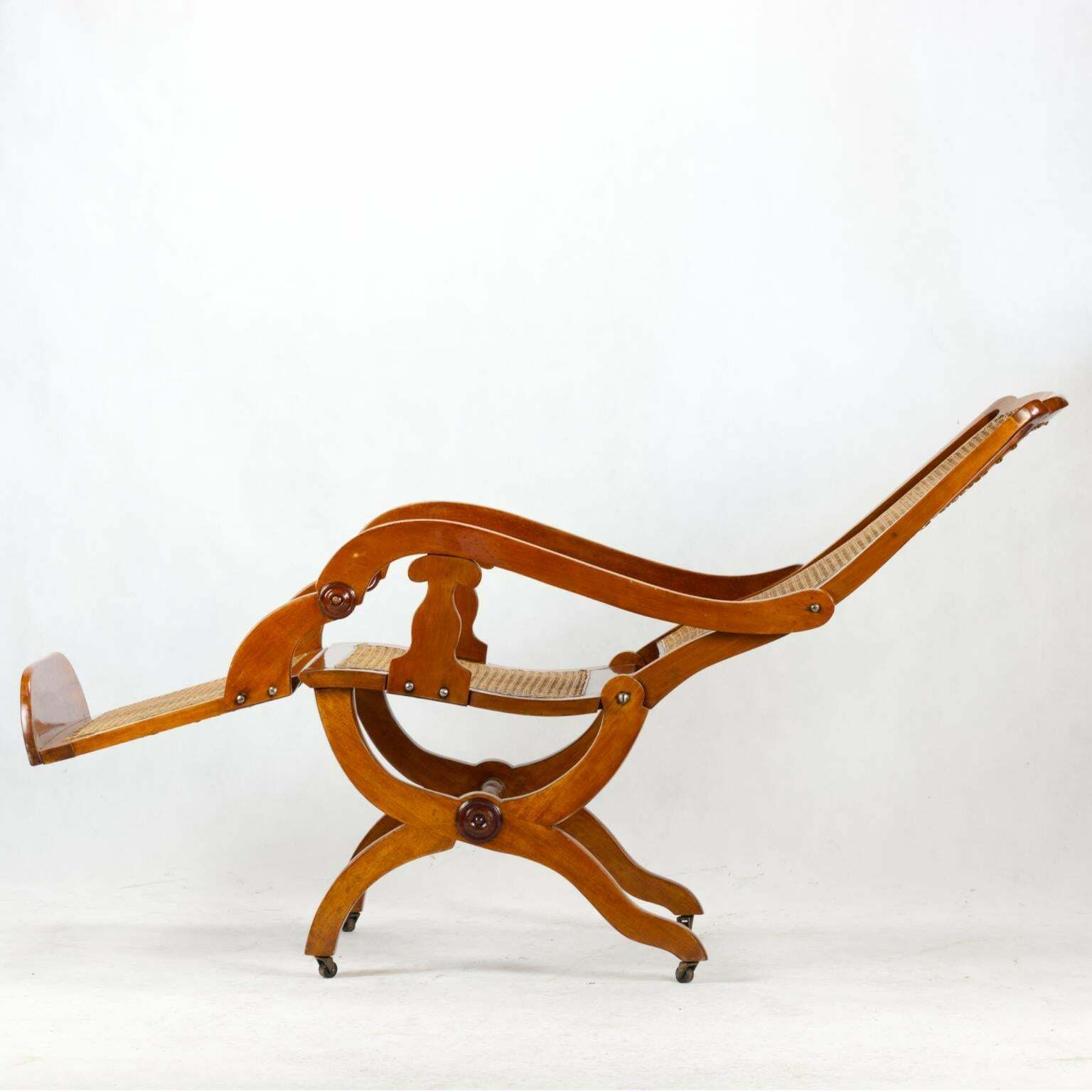 19th Century Biedermeier Reclining Cane Chair photo vinterior