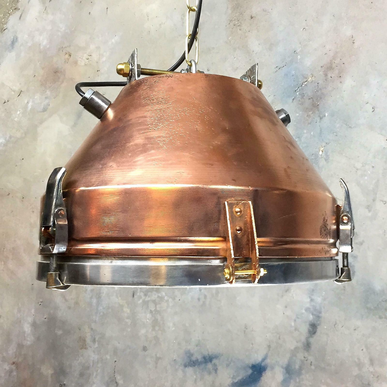 20th Century Industrial Veb Copper & Aluminium Pendant & Bronze Fittings photo vinterior