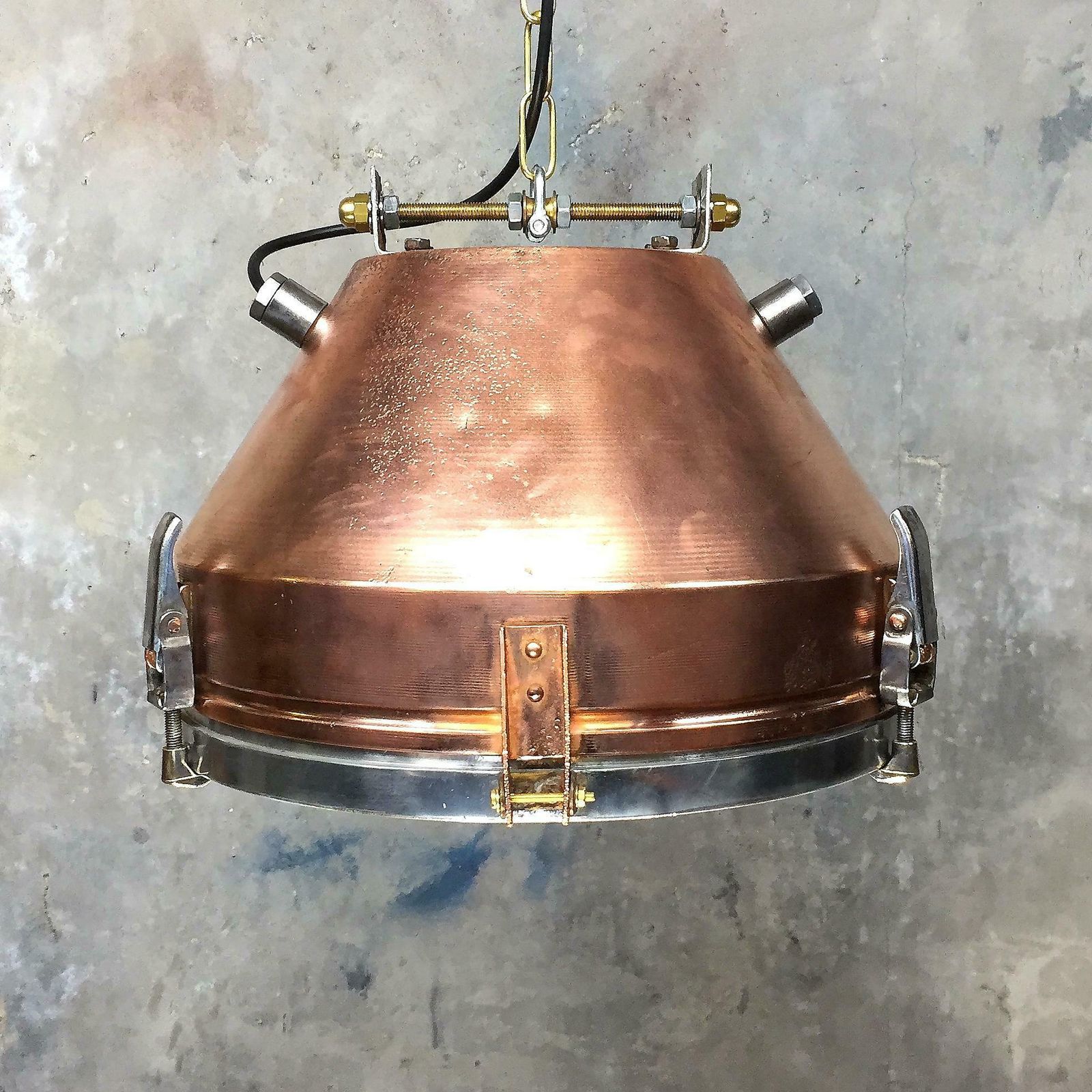 photo furniture 20th Century Industrial Veb Copper & Aluminium Pendant & Bronze Fittings