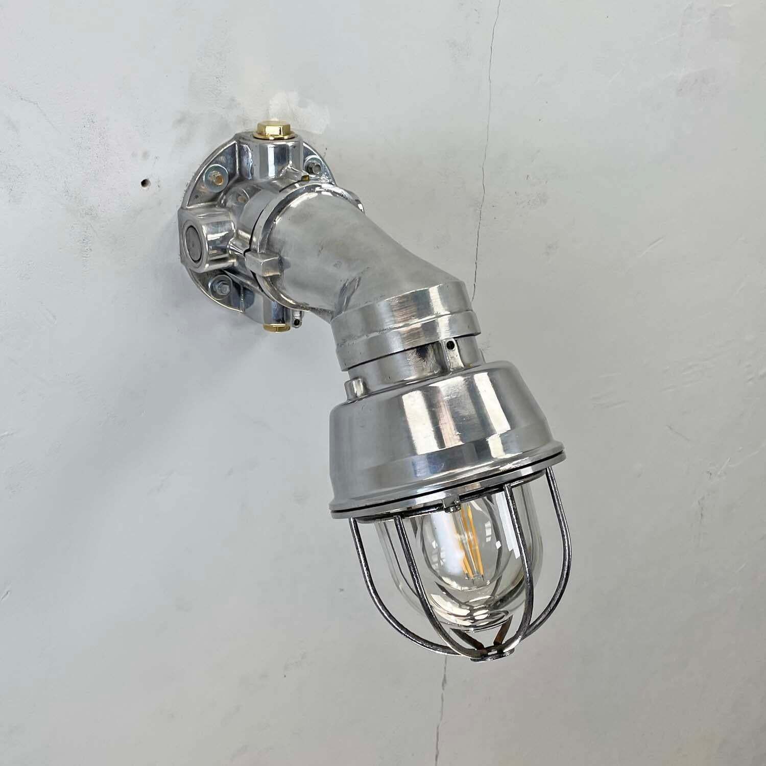 1980''S Italian Cast Aluminium Flameproof Cantilever Wall Sconce With Cage & Glass photo 320.0