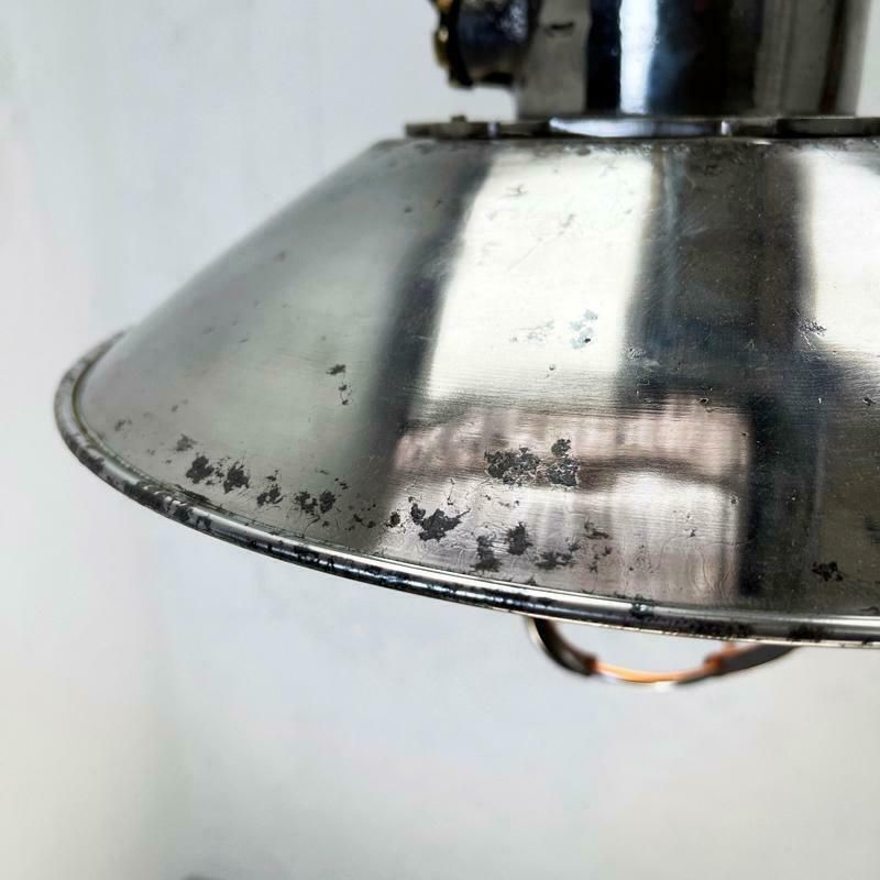 1980''S Japanese Cast Steel Explosion Proof Pendant, Cage & Glass Shade, Large photo buy