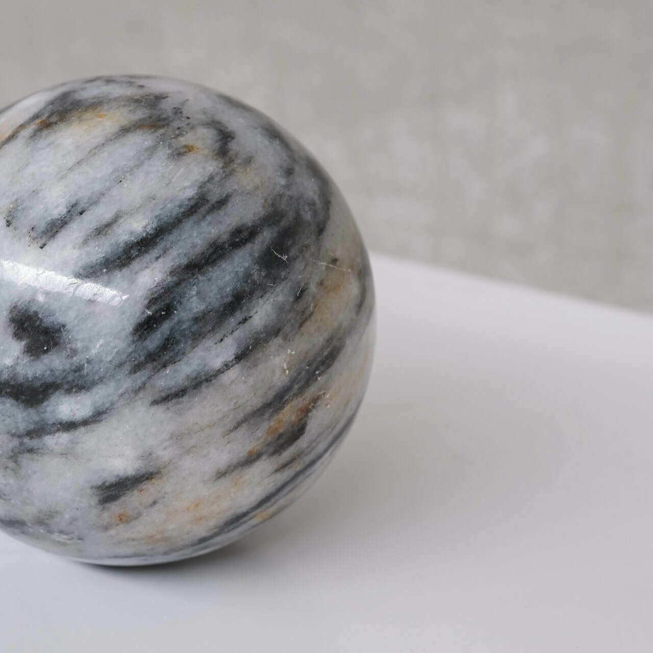 Small Solid Marble Mid Century Ball Desk Curio photo vinterior
