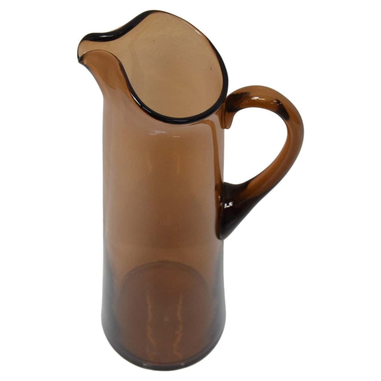 Art Czech Glass Pitcher By Glasswork Novy Bor 1950s