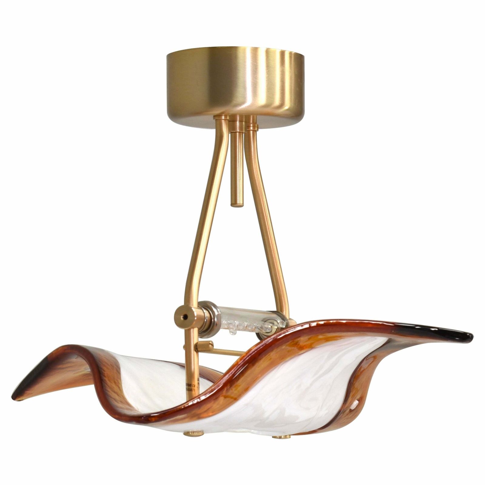 La Murrina ''Albatros'' Ceiling Lamp Murano Glass / Brass Details Italy Circa 1980