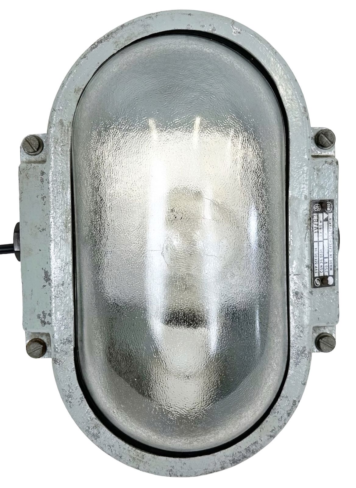 Industrial Cast Aluminium Wall Light With Frosted Glass From Elektrosvit, 1970s, 7x photo vintage