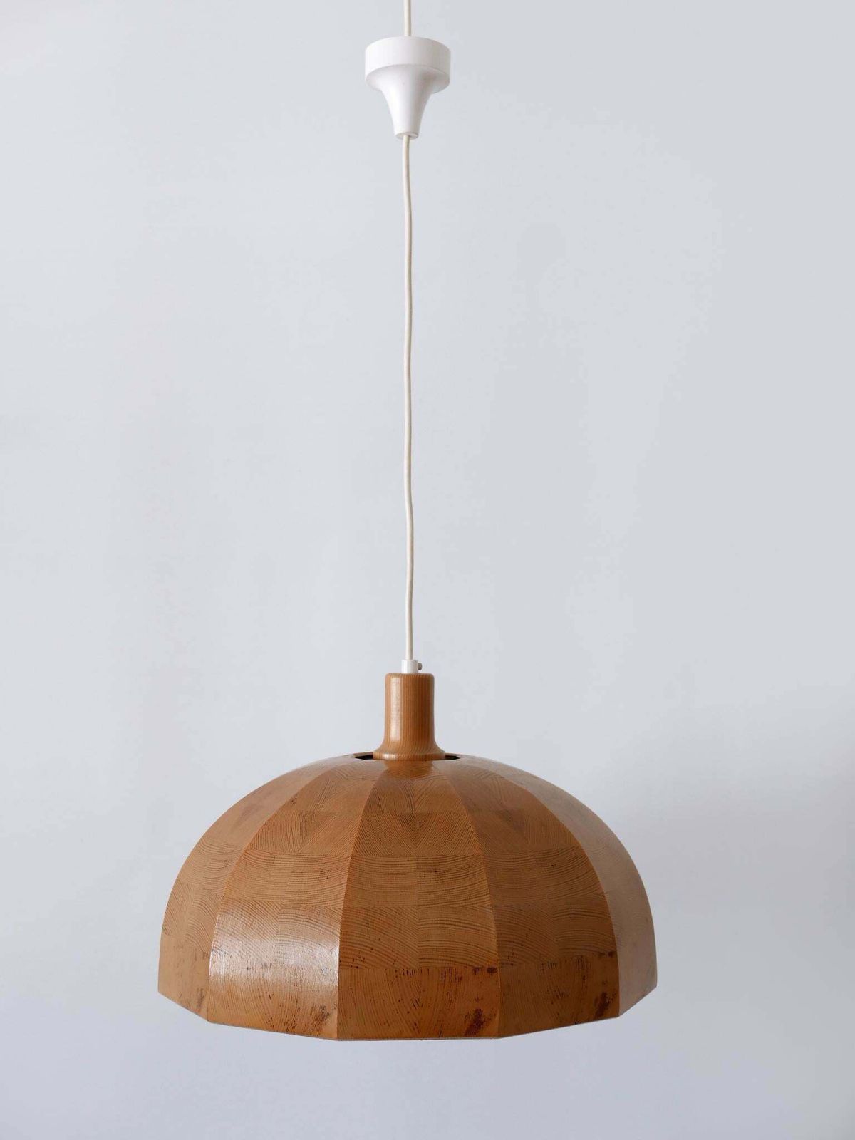 Rare Mid Century Modern Pine Wood Pendant Lamp Or Hanging Light Sweden 1960s photo for sale