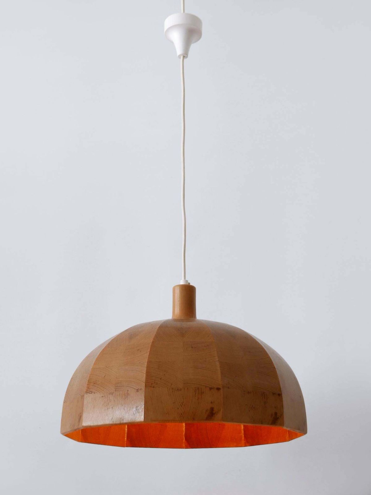 Rare Mid Century Modern Pine Wood Pendant Lamp Or Hanging Light Sweden 1960s photo buy