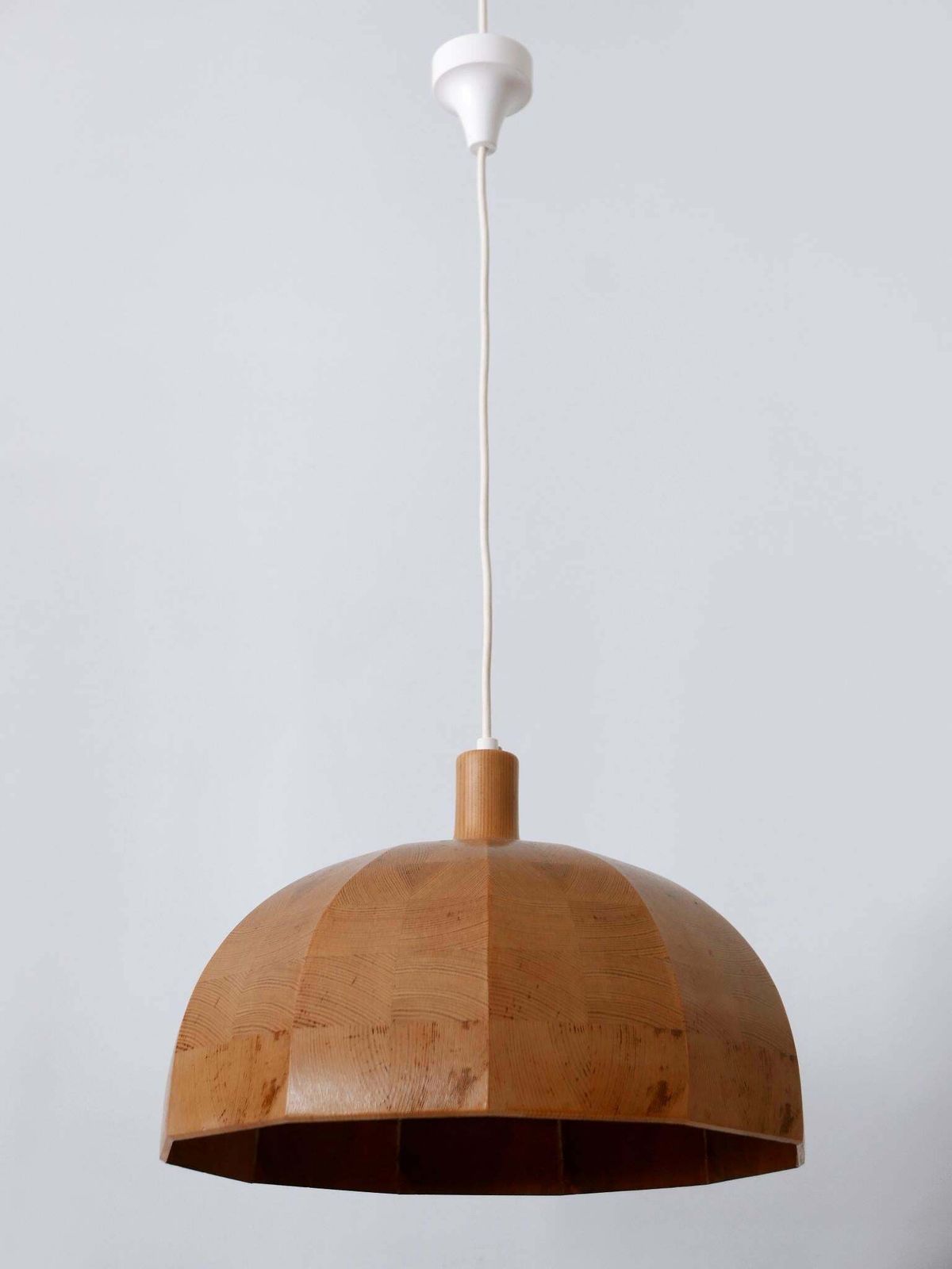 photo vinterior Rare Mid Century Modern Pine Wood Pendant Lamp Or Hanging Light Sweden 1960s