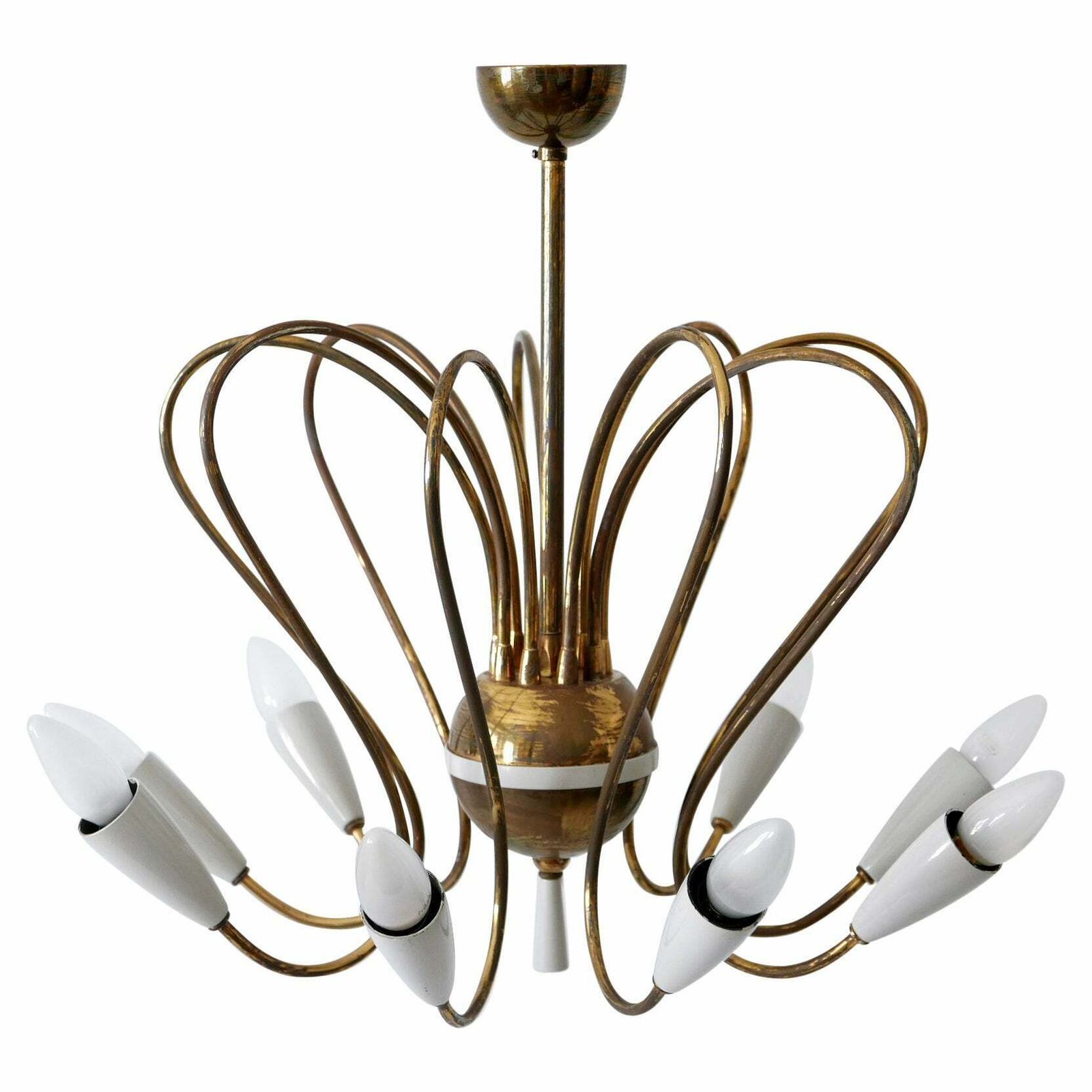 Rare Mid Century Modern Nine Flamed Sputnik Chandelier Or Pendant Lamp 1950s