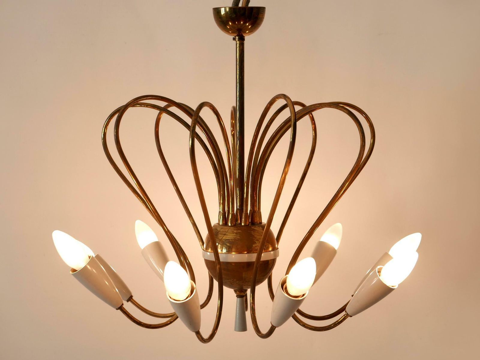 Rare Mid Century Modern Nine Flamed Sputnik Chandelier Or Pendant Lamp 1950s photo furniture