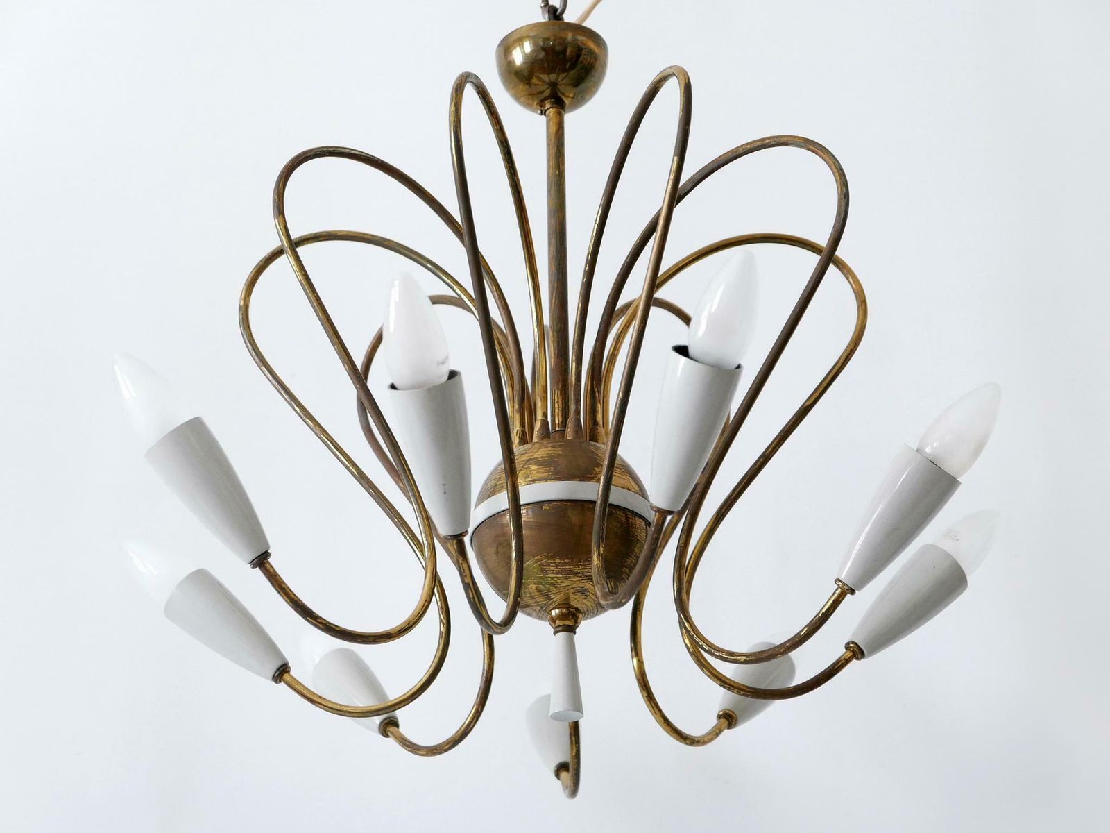 photo furniture Rare Mid Century Modern Nine Flamed Sputnik Chandelier Or Pendant Lamp 1950s