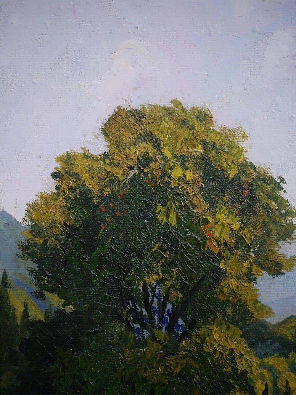 Hilly Landscape Nature Painting Italian Oil On Canvas 1930 photo Art