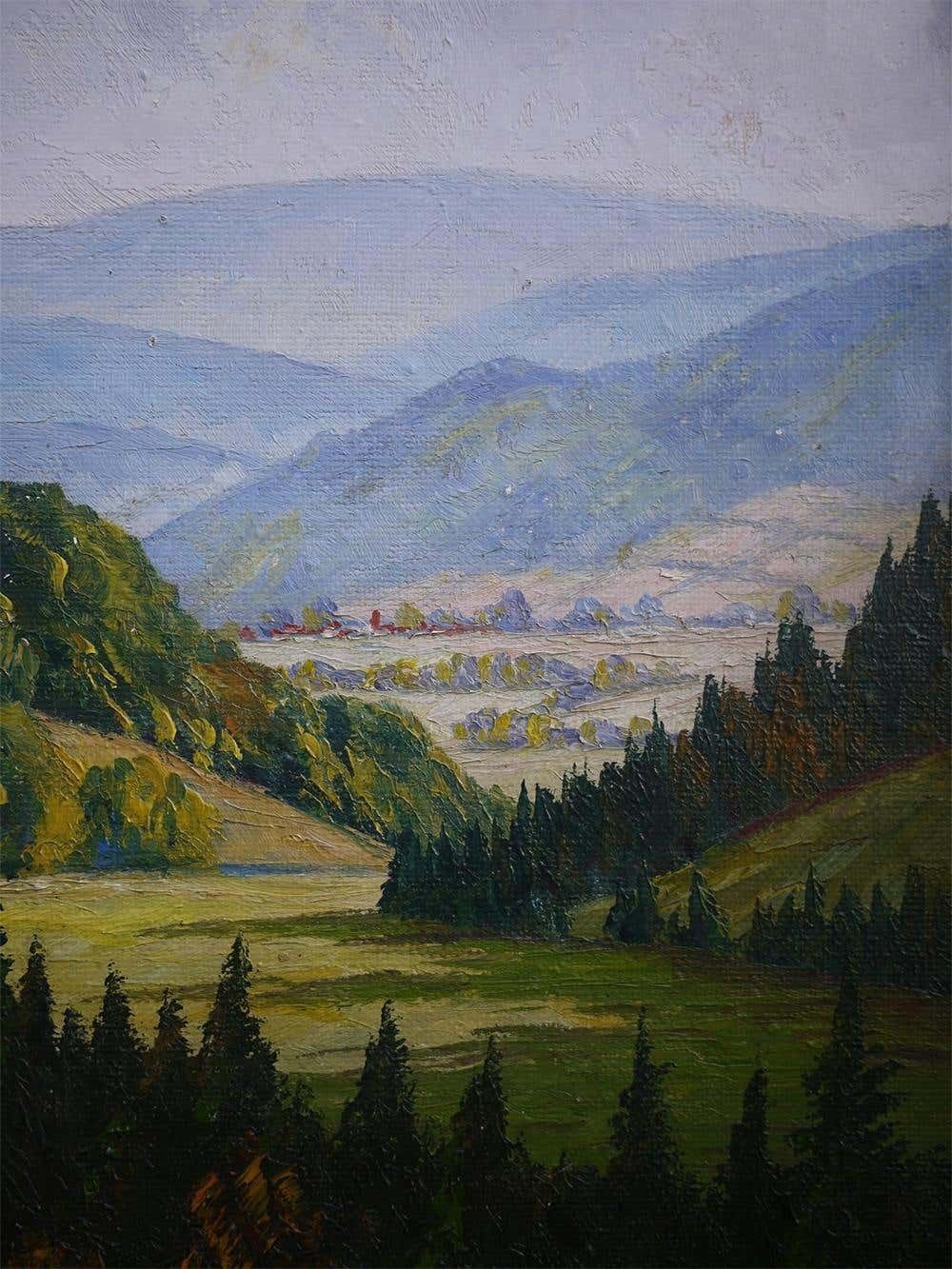 Hilly Landscape Nature Painting Italian Oil On Canvas 1930 photo vinterior