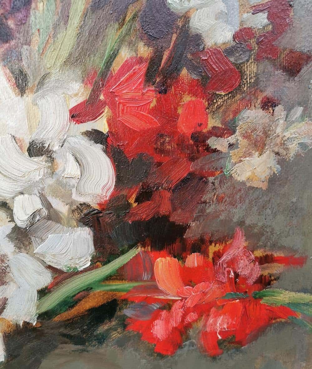 Still Life Oil Painting, Gladiolus By Paul Kusche, 1920 photo vinterior