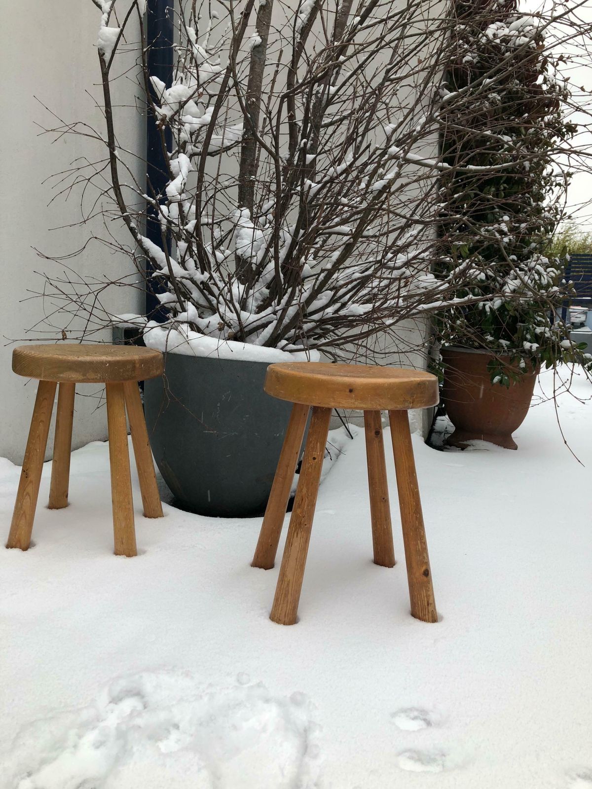 photo furniture Very Rare Set Of Charlotte Perriand 4 Legs Configuration Stools