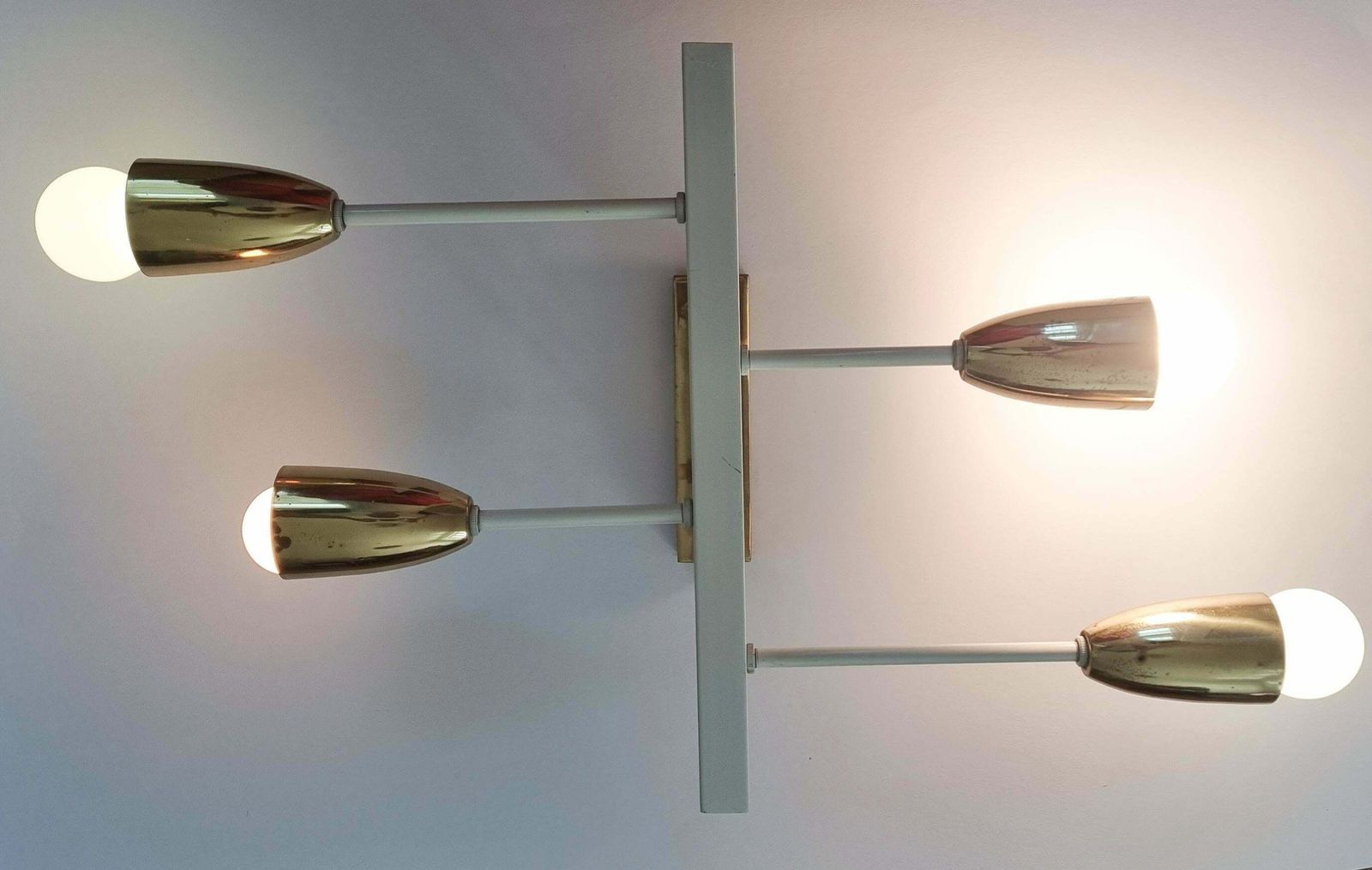 1017.0 Pair Of Midcentury Wall Or Ceiling Lamps, Flush Mounts, Stilnovo Style, 1960s photo