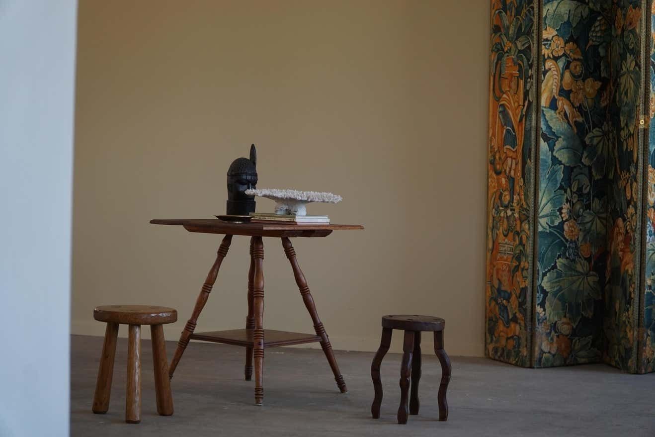 Square Side Table In Solid Oak, Mid Century Modern, 1960s photo for sale