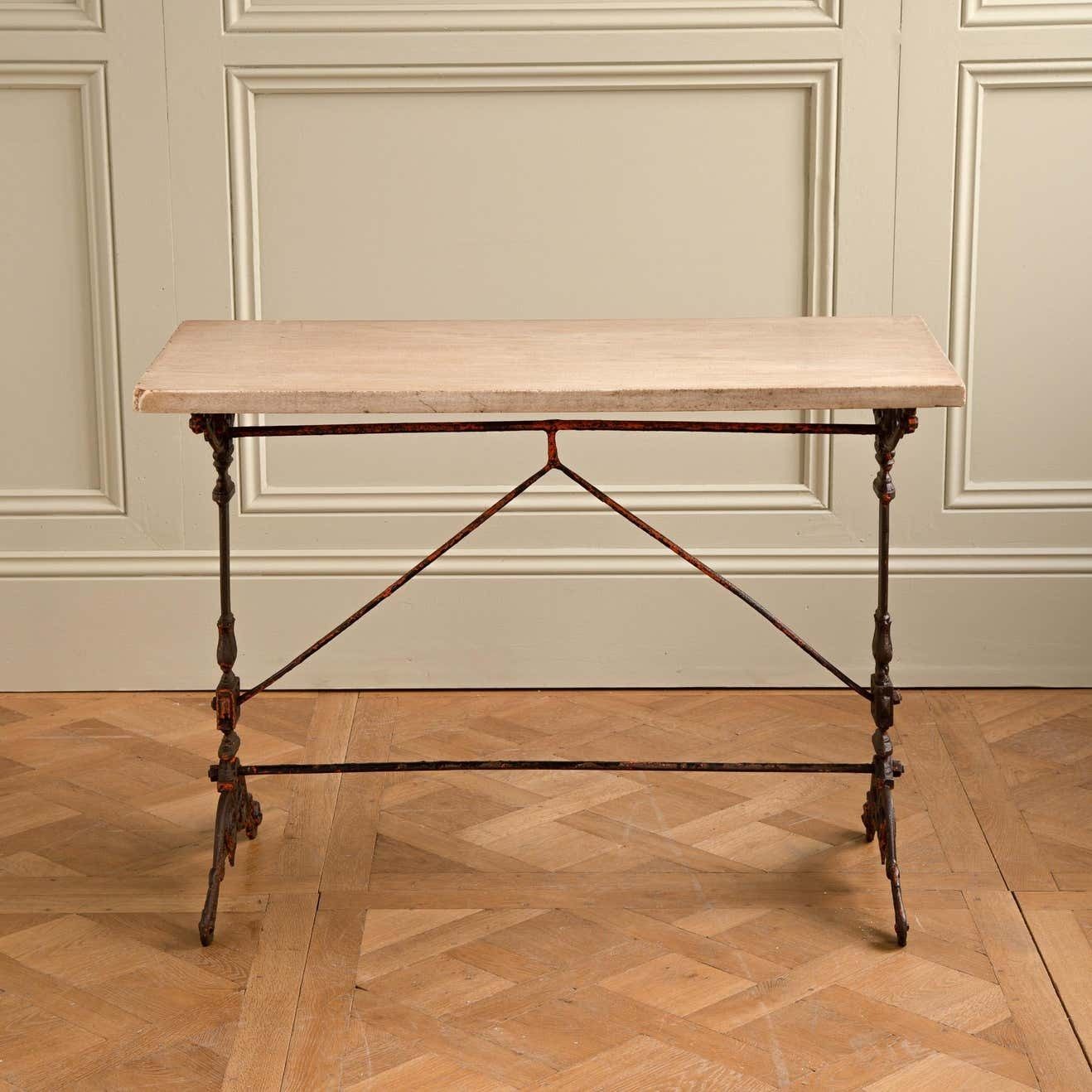 Early 1900s French Bistro Cafe Table With Art Nouveau Base And Marble Top photo furniture
