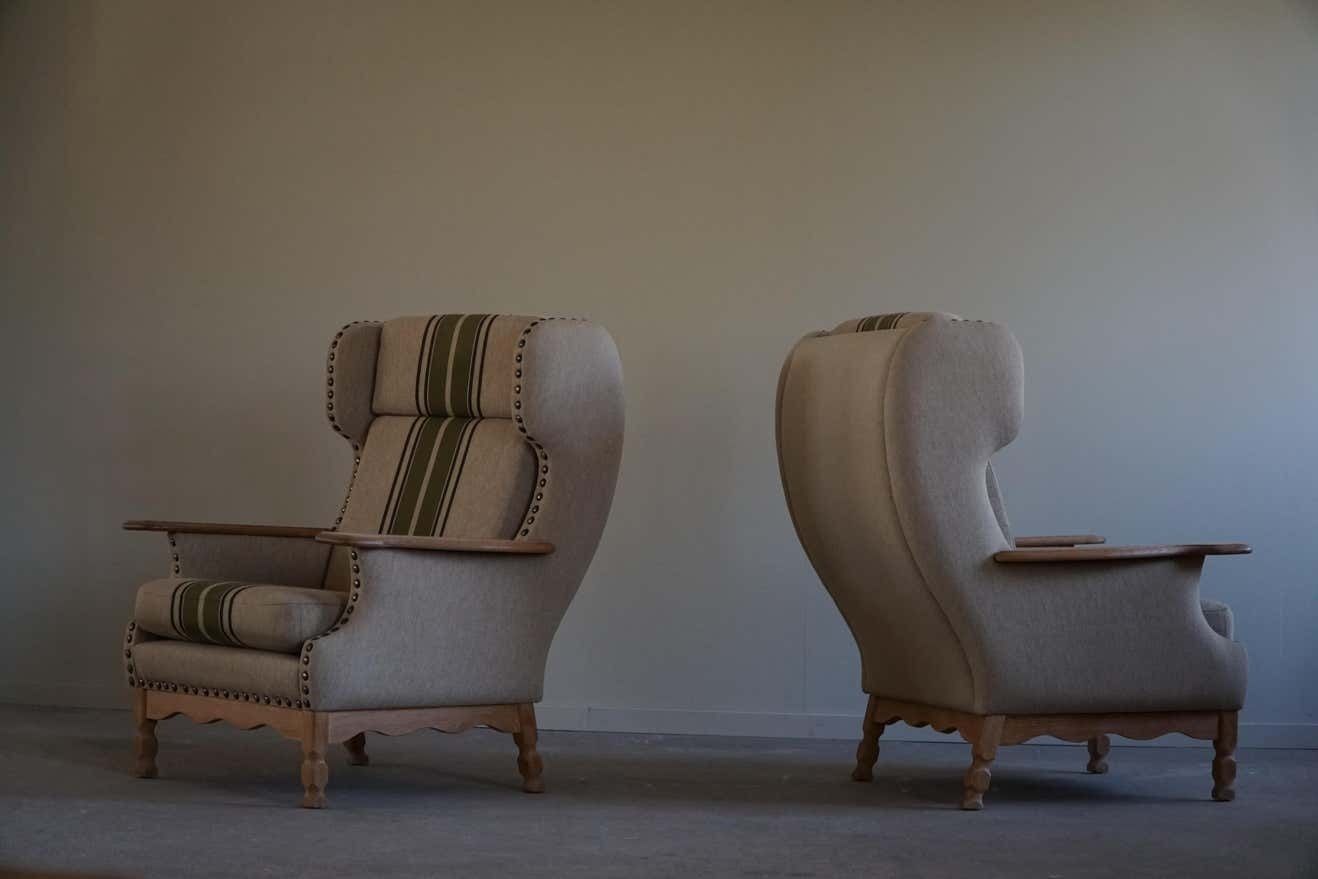 Pair Of Danish Modern Highback Lounge Chairs In Style Of Henning Kjærnulf, 1960s photo furniture