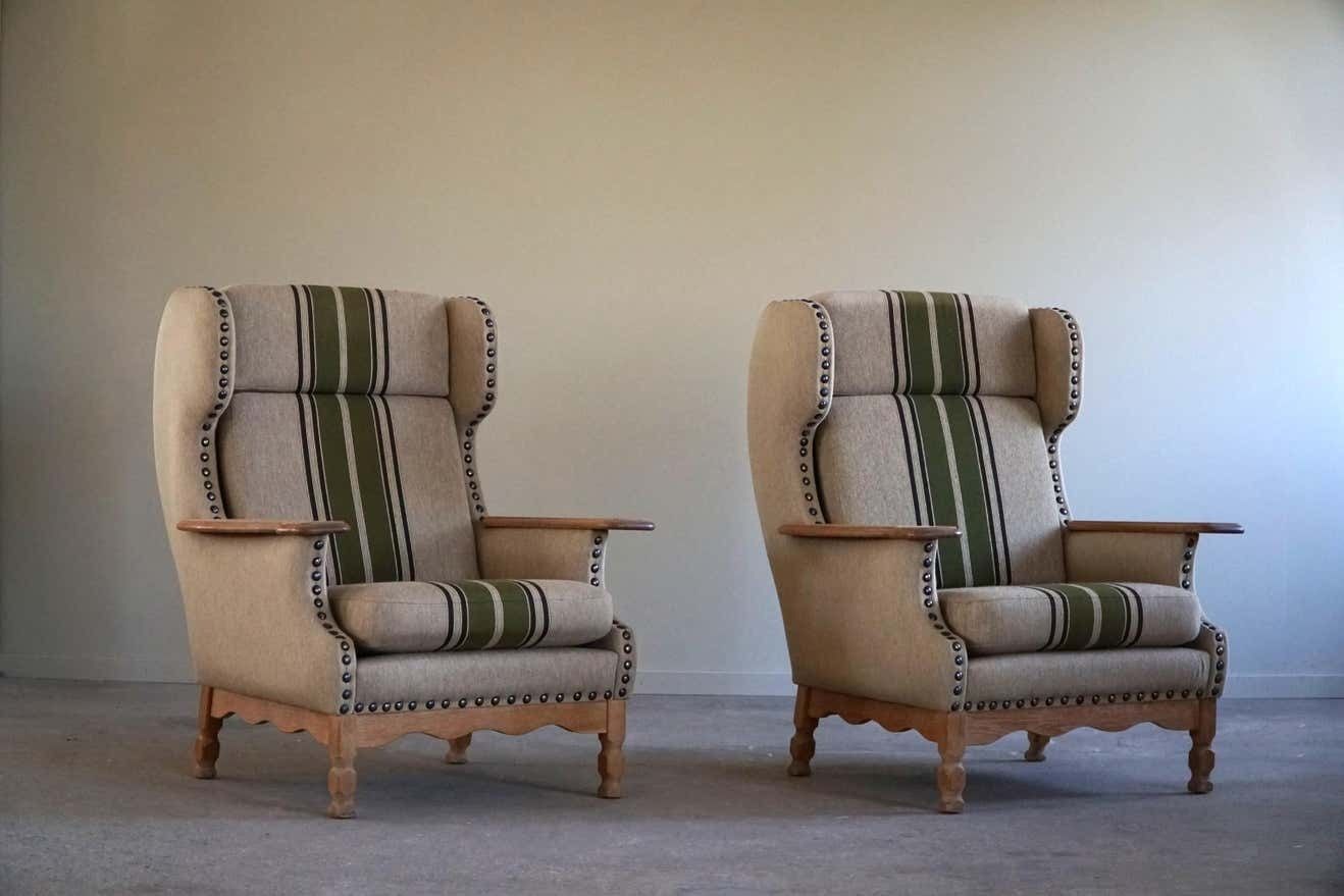Pair Of Danish Modern Highback Lounge Chairs In Style Of Henning Kjærnulf, 1960s photo vinterior