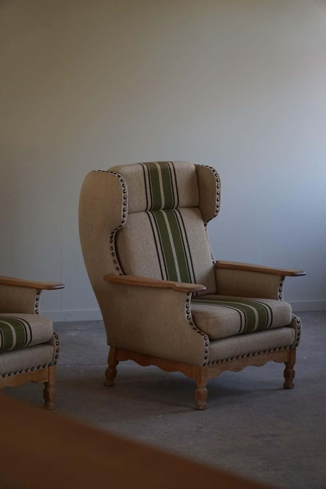 Pair Of Danish Modern Highback Lounge Chairs In Style Of Henning Kjærnulf, 1960s photo buy