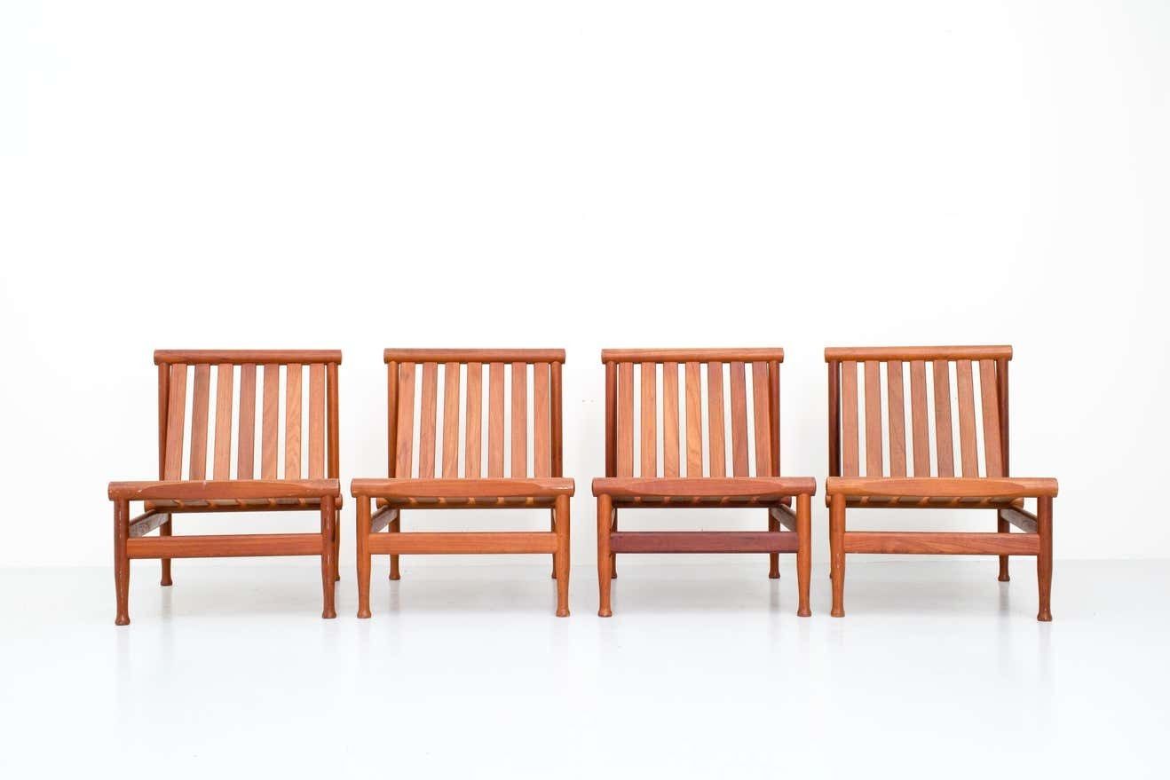 Set Of Four '501' Lounge Chairs By Kai Lyngfeld Larsen In Teak, Denmark, 1950s photo 8091.0