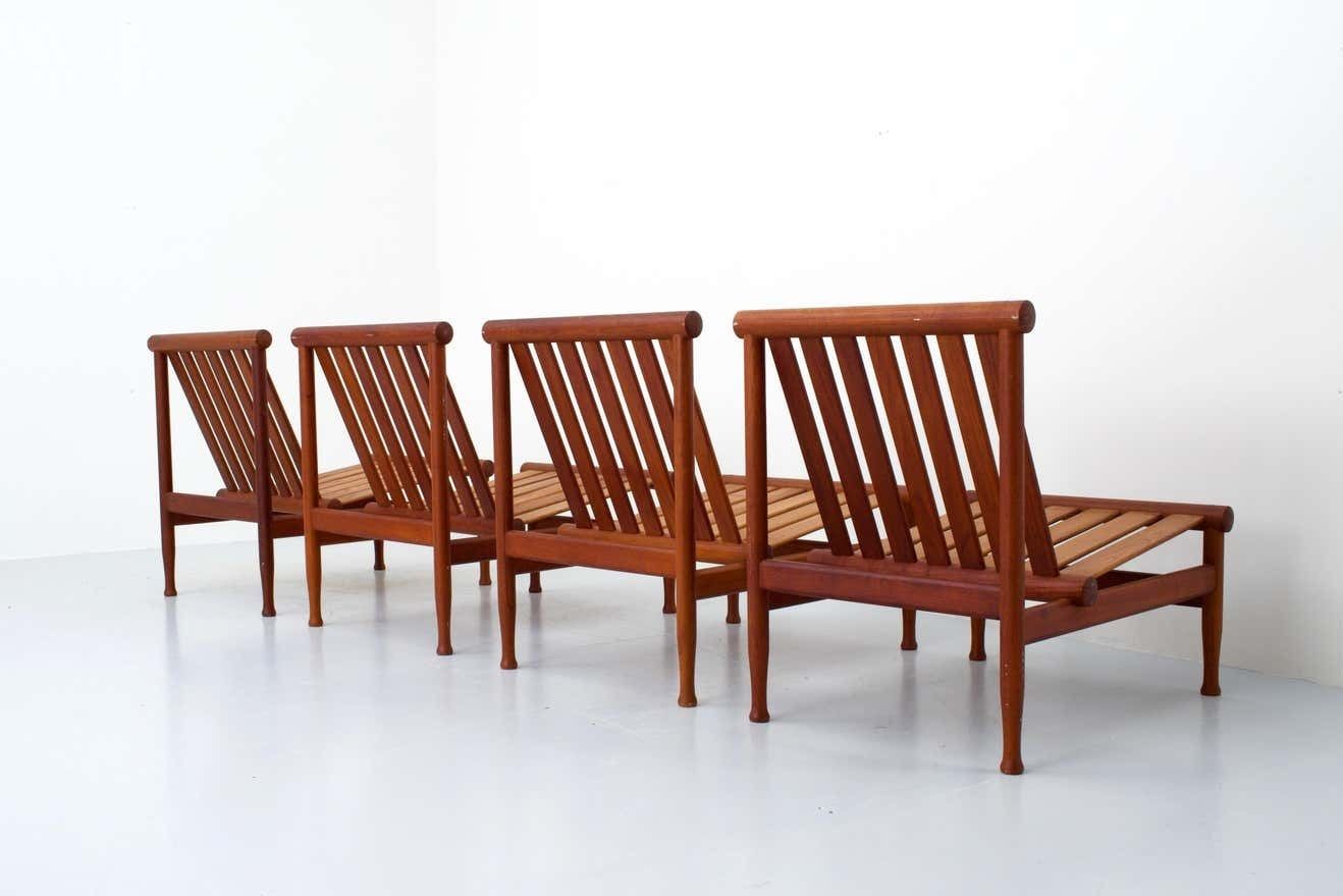 Set Of Four '501' Lounge Chairs By Kai Lyngfeld Larsen In Teak, Denmark, 1950s photo vinterior