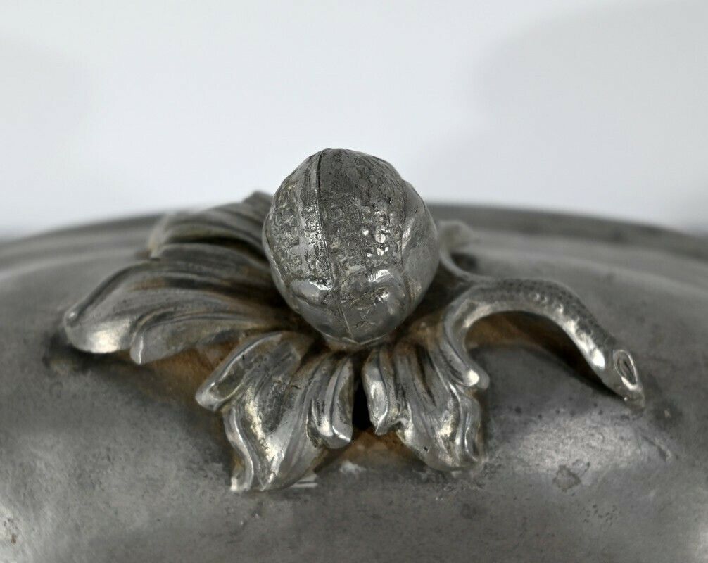 834.3 Tureen And Tray In Fine Pewter Stamped L. Houzeaux Early 20th Century photo
