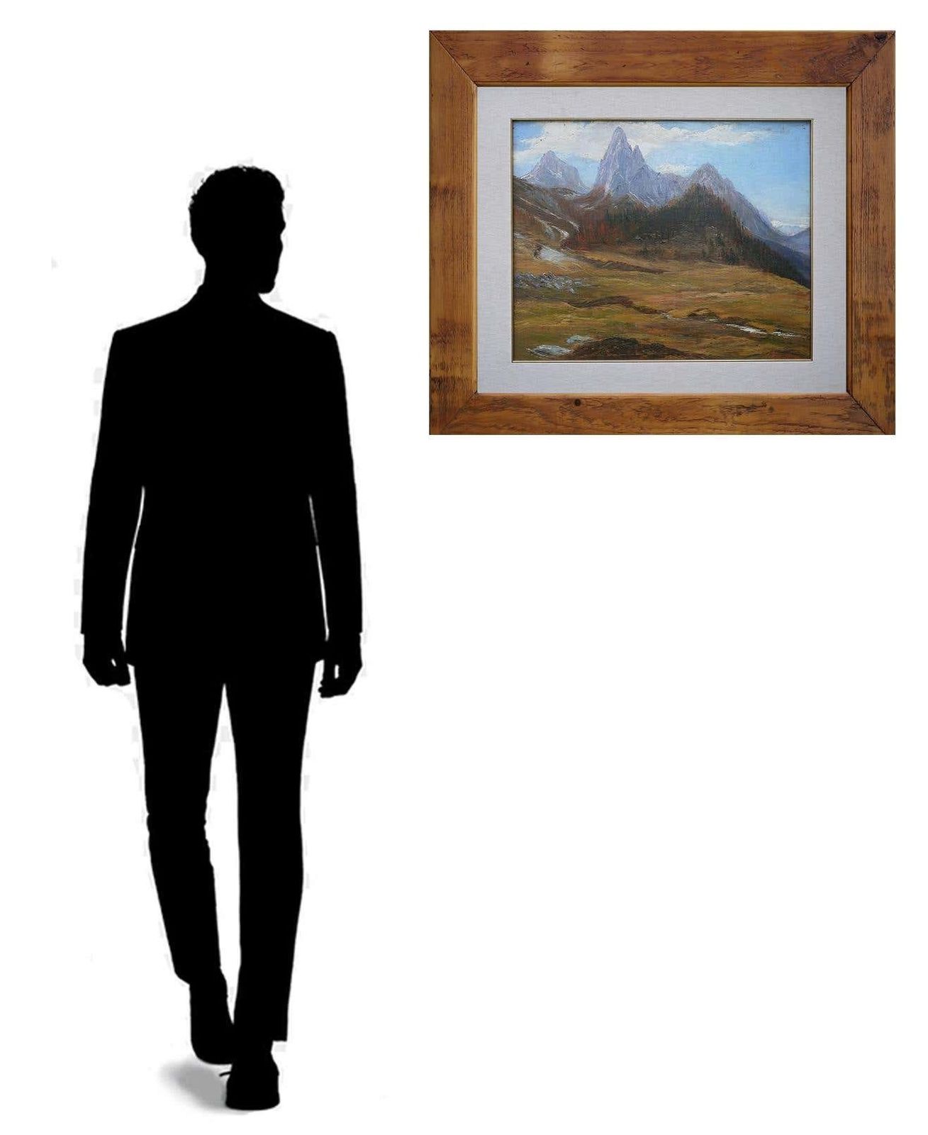 photo vintage Oil Painting, Dolomites, "Monte Tuglia", Marcelliano Canciani, 1910s