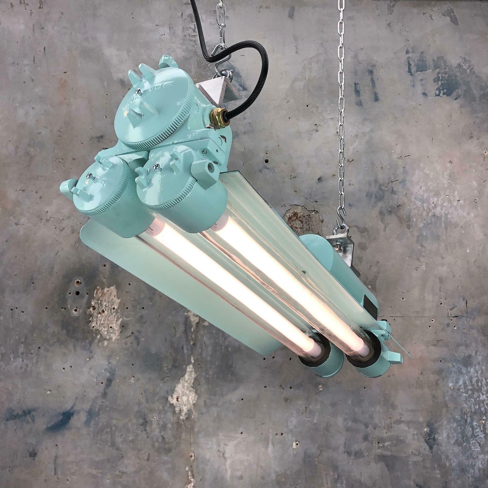 1970s Cast Aluminum, Brass And Glass Industrial Flame Proof Led Strip Light photo buy