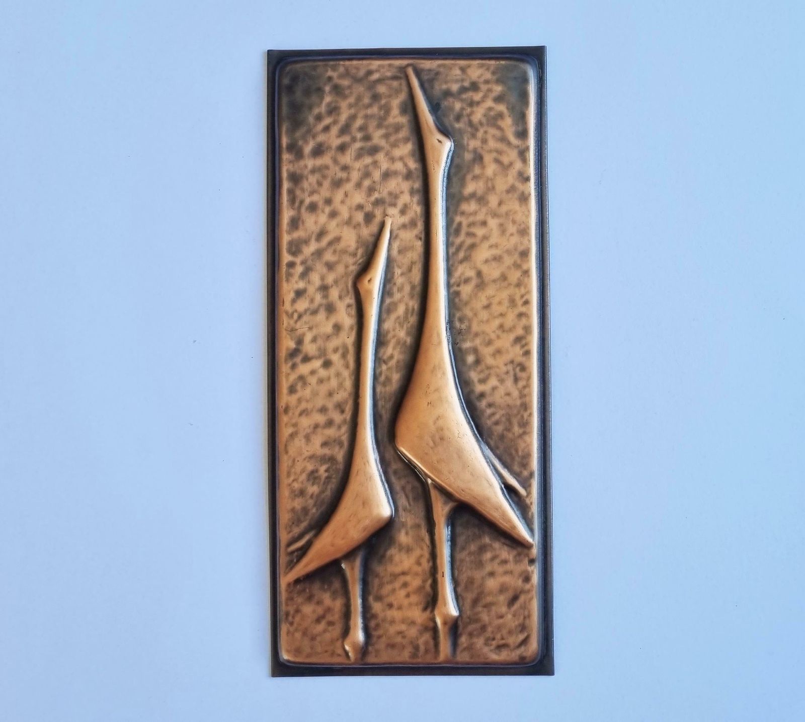 Rare Wall Brass Relief Sculpture Of Herons, 1970s photo furniture