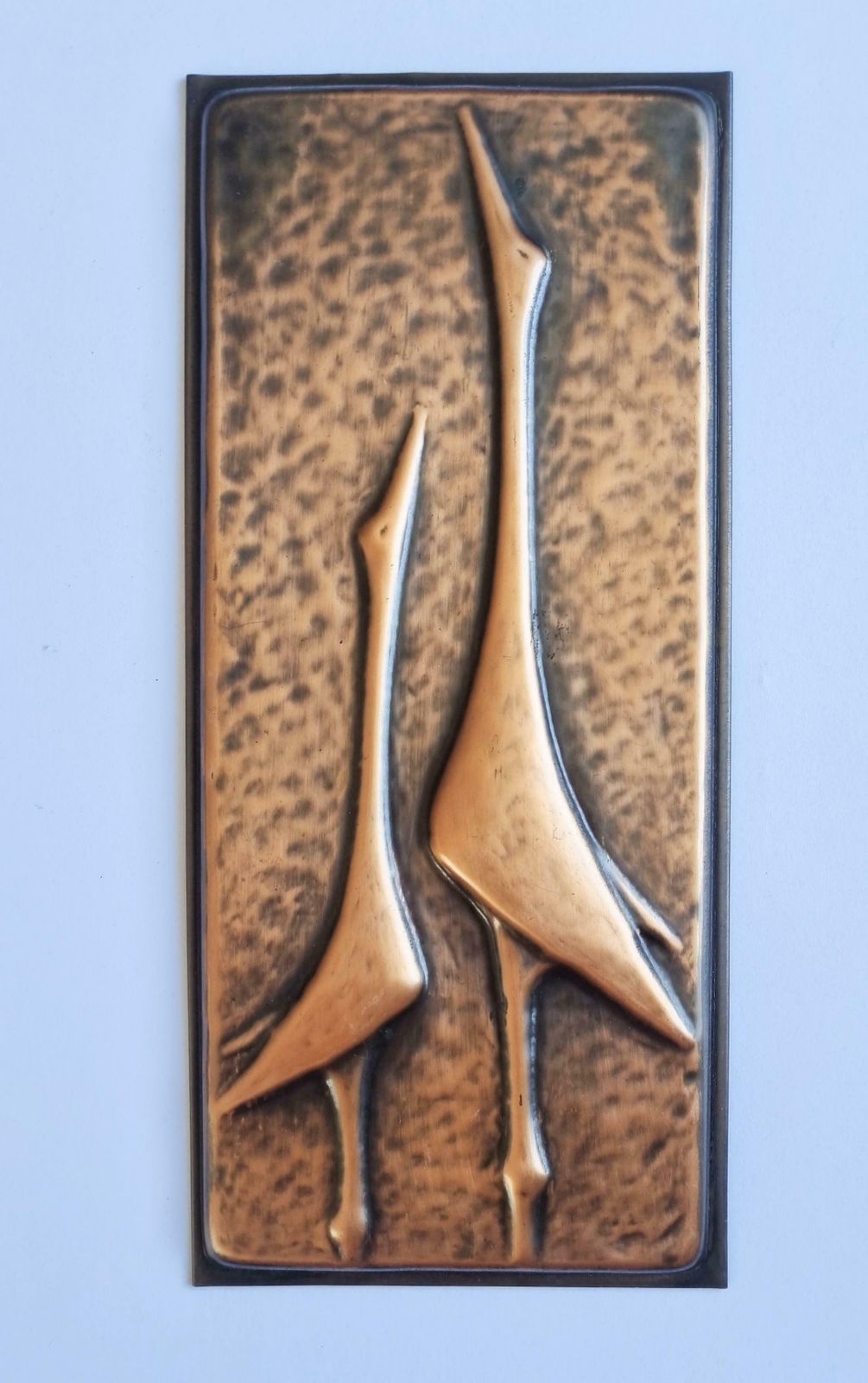 Rare Wall Brass Relief Sculpture Of Herons, 1970s photo vinterior