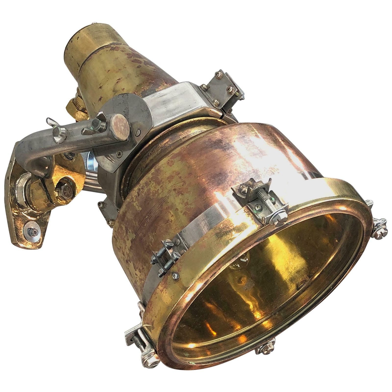 1960s Japanese Spun Brass And Aluminum Architectural Wall Washer Uplighter