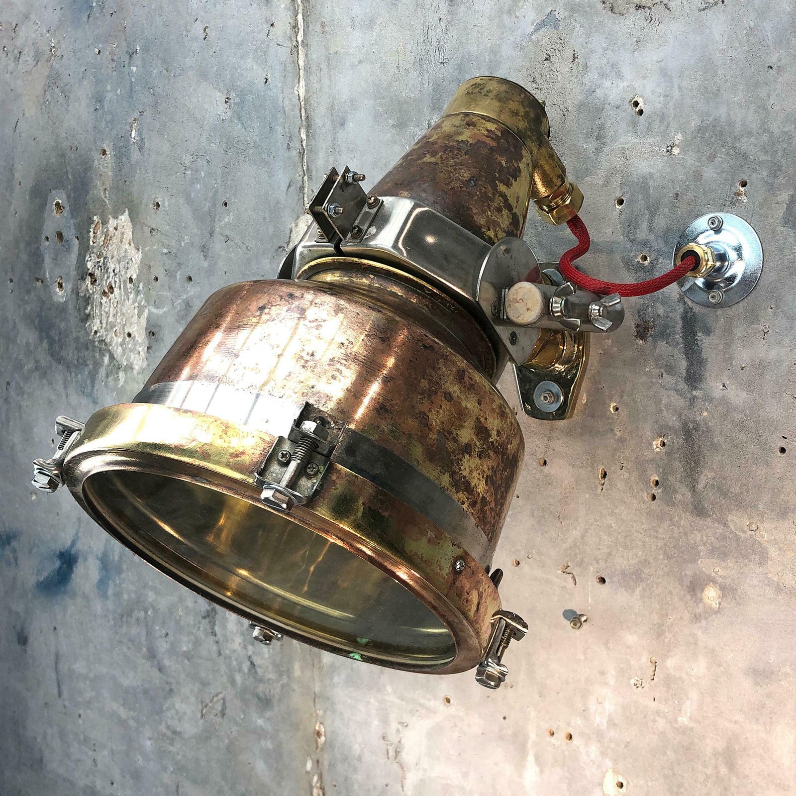 1960s Japanese Spun Brass And Aluminum Architectural Wall Washer Uplighter photo for sale