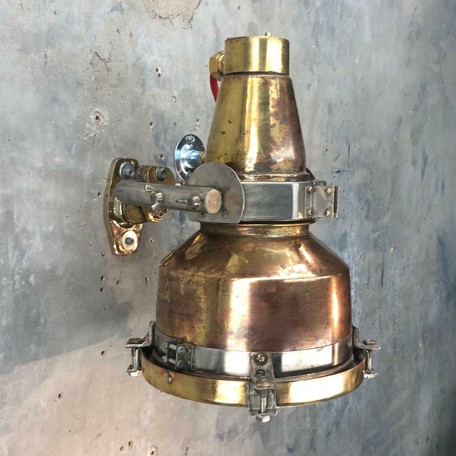 photo for sale 1960s Japanese Spun Brass And Aluminum Architectural Wall Washer Uplighter