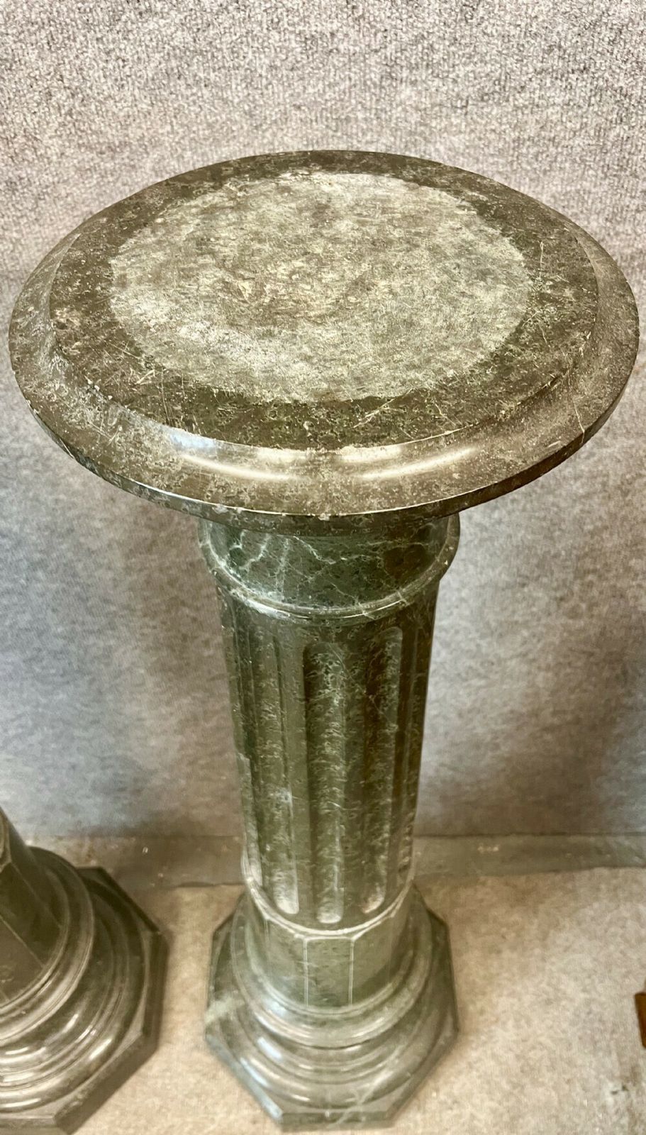 Pair Of 19th.Century Serpentine Marble Columns photo vintage