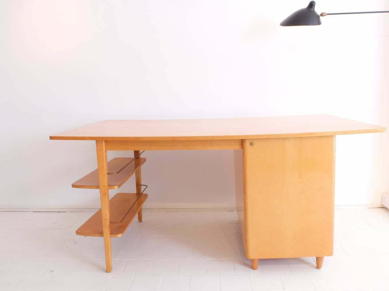 Mid Century Double Sided Executive Birch Desk Imexcotra photo vinterior