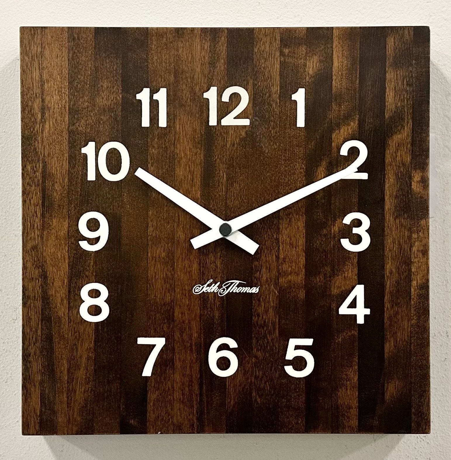 Vintage Brown Wooden Wall Clock From Seth Thomas, 1980s photo vinterior