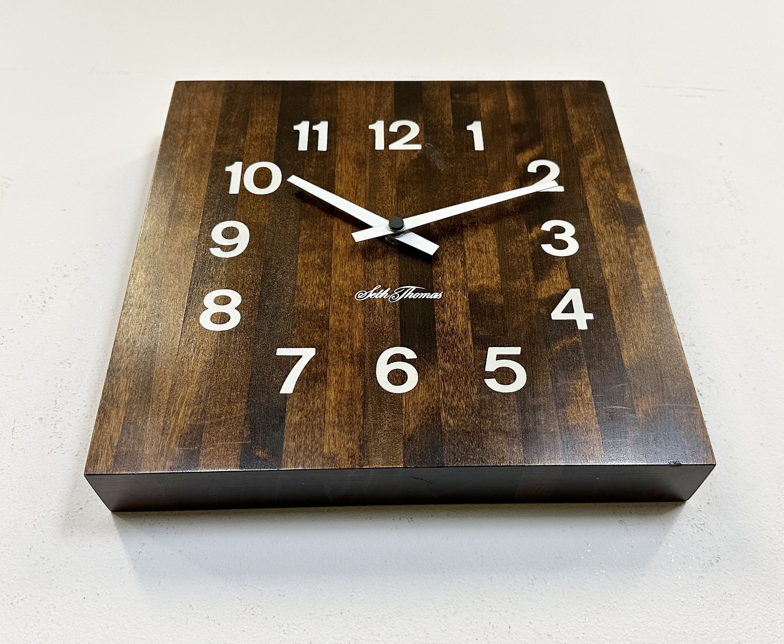 photo furniture Vintage Brown Wooden Wall Clock From Seth Thomas, 1980s