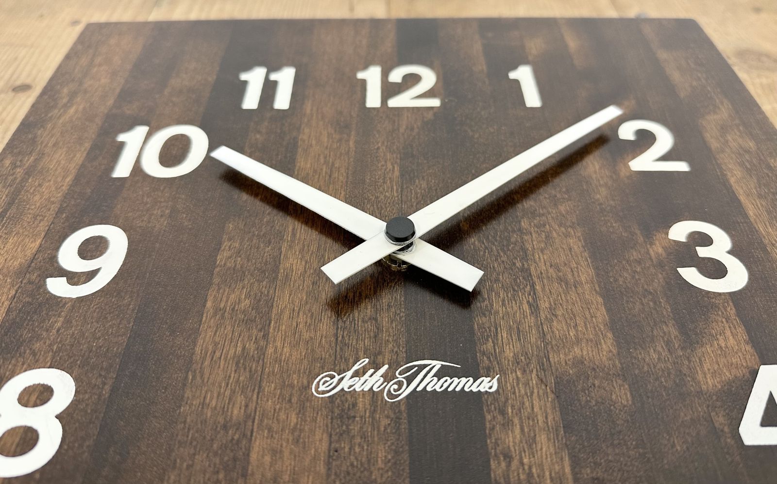 Home Decor Vintage Brown Wooden Wall Clock From Seth Thomas, 1980s photo
