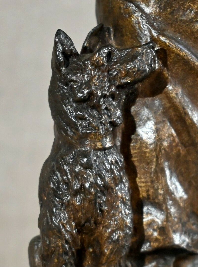 photo for sale Bronze "The Shepherd And His Dog", Signed G.Omerth   Early 20th Century