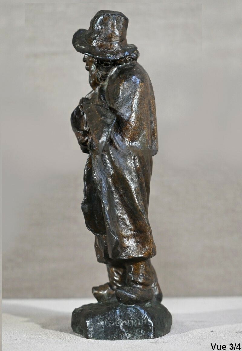 1215.4 Bronze "The Shepherd And His Dog", Signed G.Omerth   Early 20th Century photo