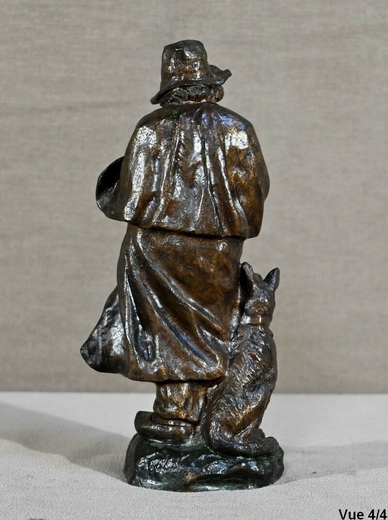 photo buy Bronze "The Shepherd And His Dog", Signed G.Omerth   Early 20th Century