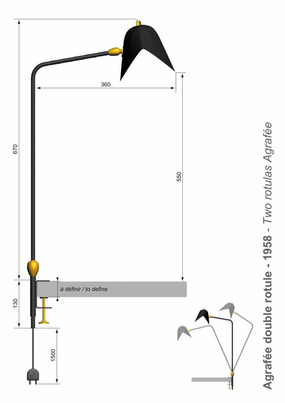 Serge Mouille Clamp Desk Lamp With Double Rotule photo Lighting
