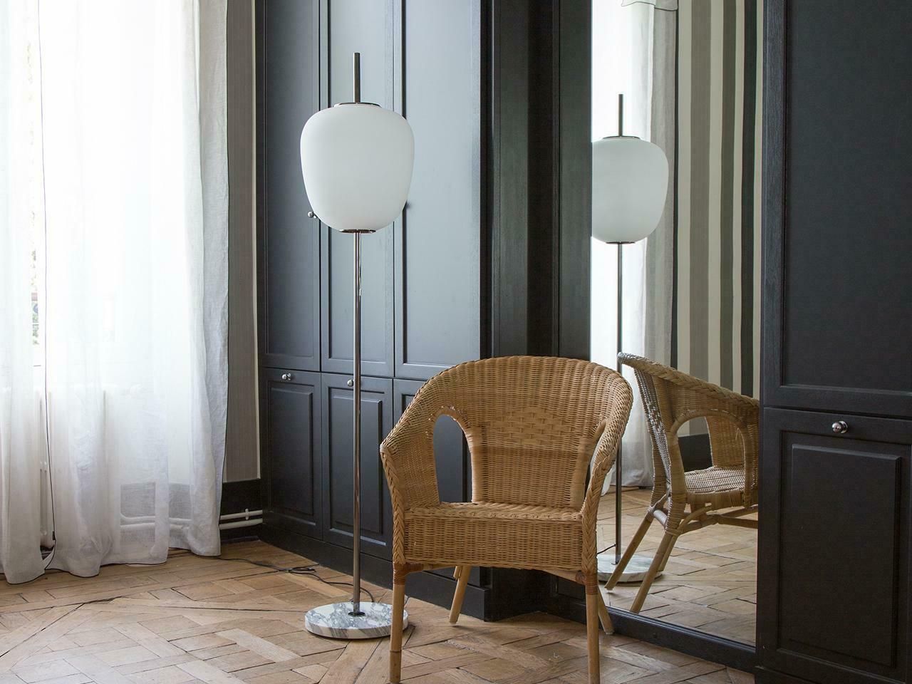 Disderot J14 Glass & Brass Standing / Floor Lamp By André Motte Available Now photo furniture