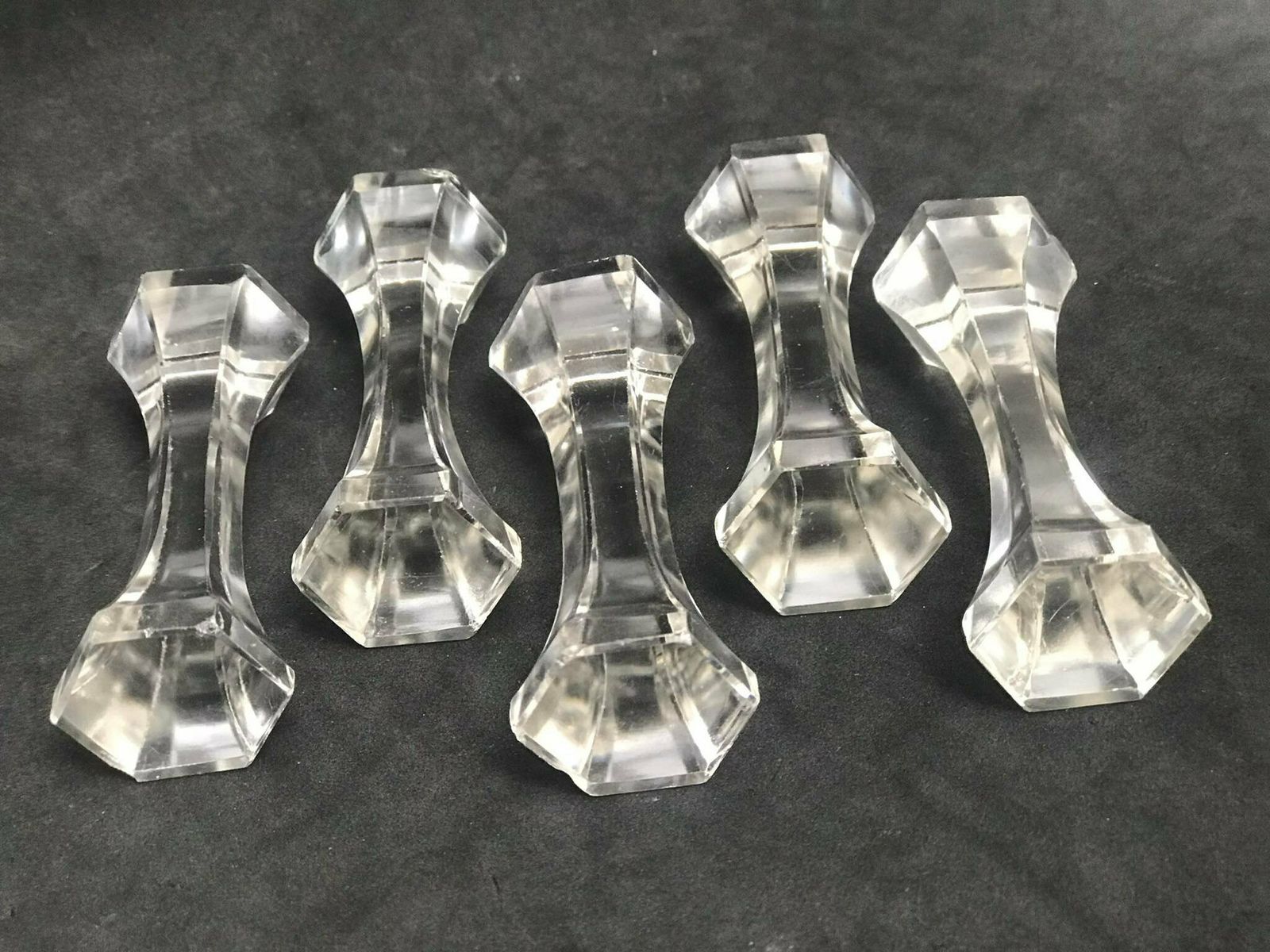 photo for sale Crystal Knife Rest Set Of 5 Gift For Hostess Old Glass Crystal, Transparent Glass, Knife Set, Retro Table, Knife Holders