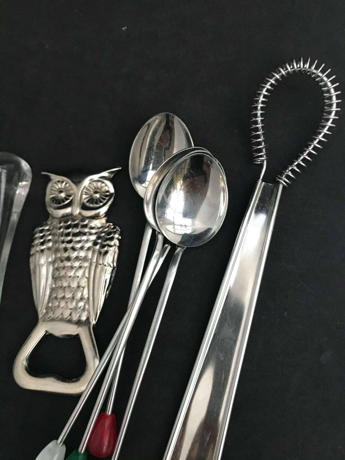 Bar Accessories Set Vintage Bar Tools Champagne Stopper Viking Bottle Opener Owl Beer Opener Lemon Squeezer Cocktail Spoon Stirrer Gift Him photo vinterior