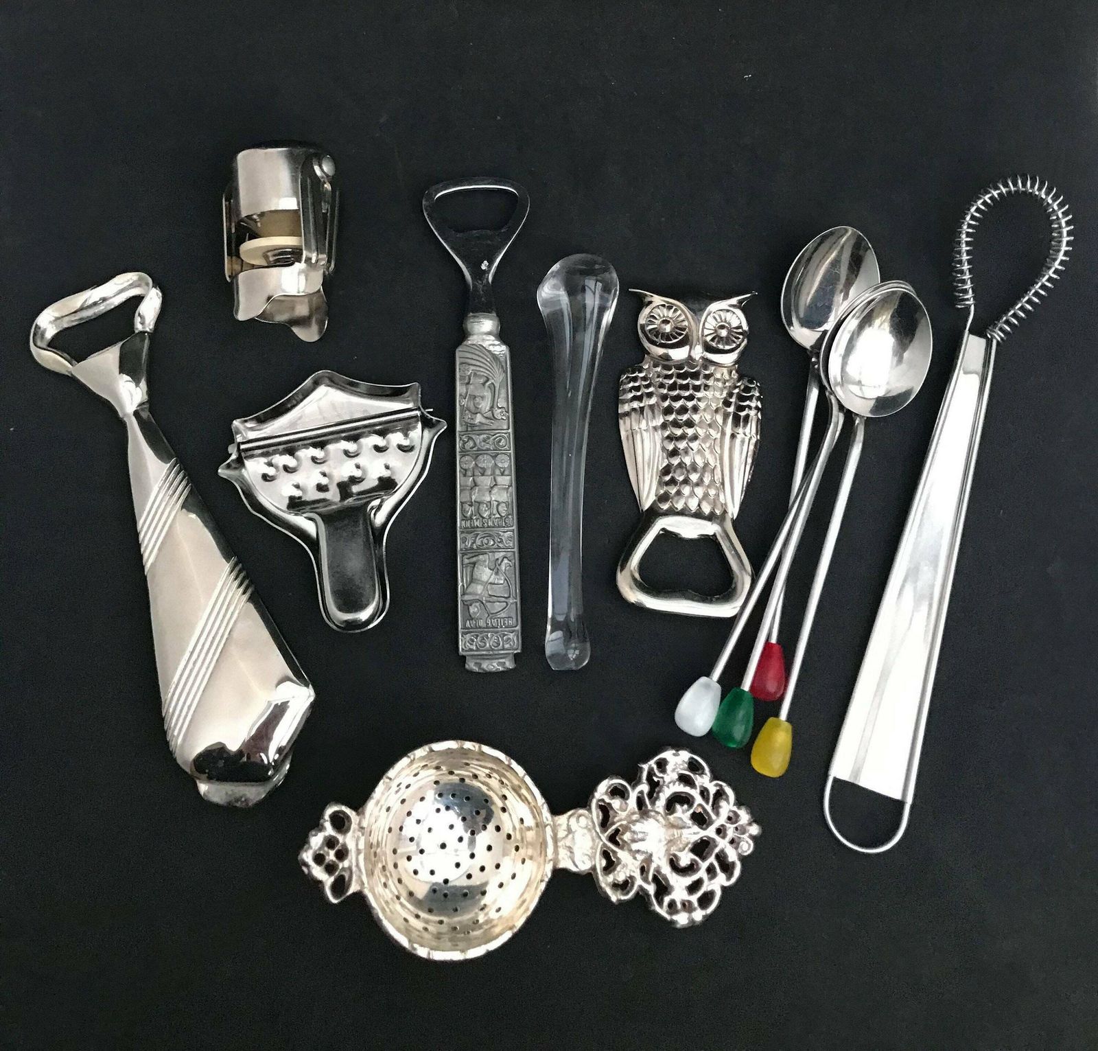 Bar Accessories Set Vintage Bar Tools Champagne Stopper Viking Bottle Opener Owl Beer Opener Lemon Squeezer Cocktail Spoon Stirrer Gift Him photo buy