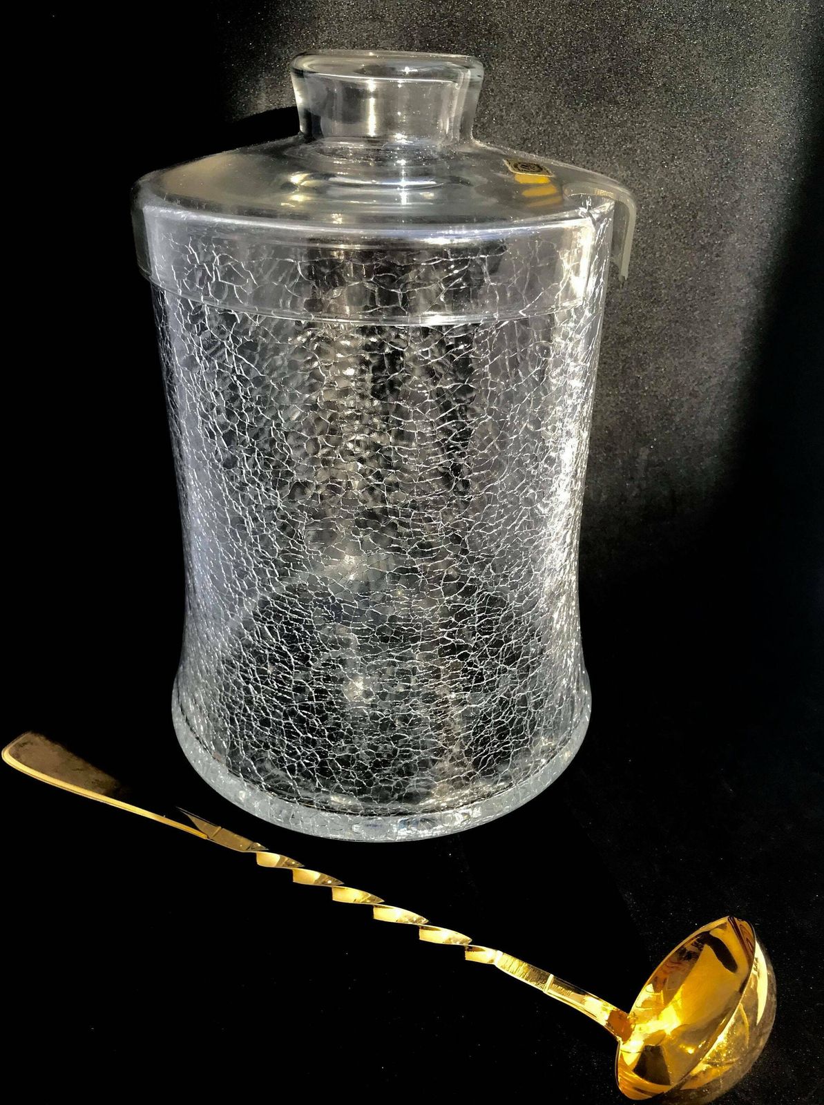 Vintage Punch Bowl Glass Crackled Lidded Crystal Austrian Zalzburger Kristallglass With Ladle Sangria Jar Large Cocktail Jug Clerico Bowl photo furniture